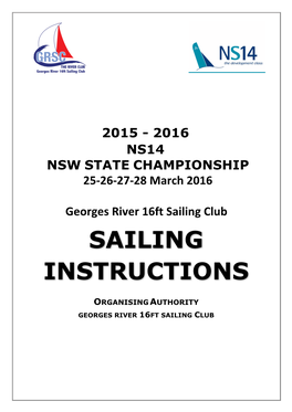 NS14 Sailing Instructions 2016