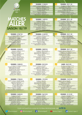 Calendrier Ligue 2 Saison 2018/2019