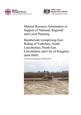 Mineral Resource Map for Humberside