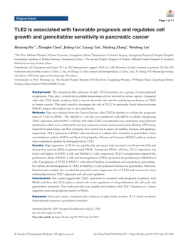 TLE2 Is Associated with Favorable Prognosis and Regulates Cell Growth and Gemcitabine Sensitivity in Pancreatic Cancer