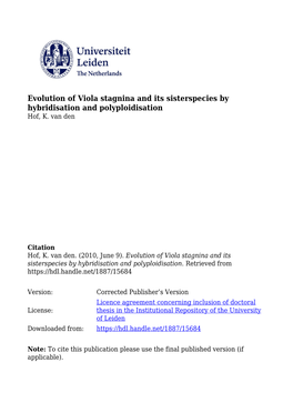 Evolution of Viola Stagnina and Its Sisterspecies by Hybridization and Polyploidization Violen Martin Bril - Volkskrant - 5 April 2006