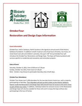 Octobertour Restoration and Design Expo Information