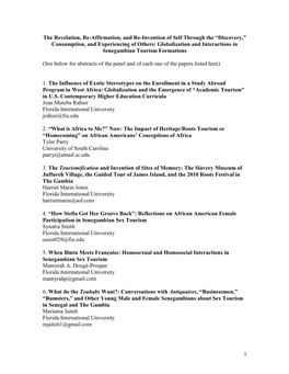 See Abstracts of the Panel and Each One of the Papers Below
