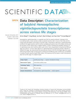 Characterization of Ladybird Henosepilachna Vigintioctopunctata Transcriptomes Across Various Life Stages