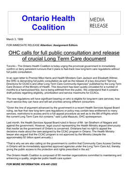 MEDIA RELEASE Coalition