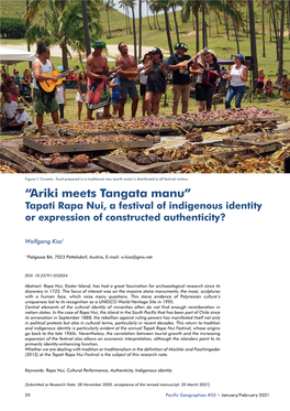 “Ariki Meets Tangata Manu” – Tapati Rapa Nui, A