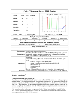 Polity IV Country Report 2010: Sudan