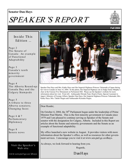 Speaker's Report