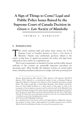 Green V. Law Society of Manitoba