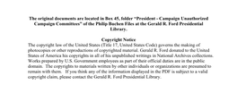 President - Campaign Unauthorized Campaign Committees” of the Philip Buchen Files at the Gerald R