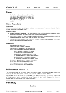 Ezekiel 1:1-3 Prayer Bible Study