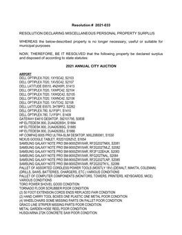 Pdf WS042821 13 Resolution No. 2021-033 Surplus Auction