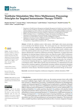 Vestibular Stimulation May Drive Multisensory Processing: Principles for Targeted Sensorimotor Therapy (TSMT)