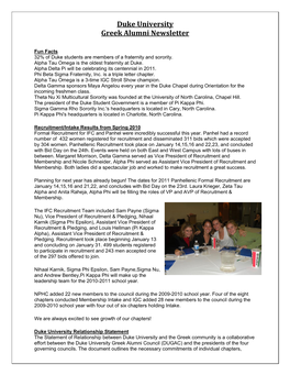 Duke University Greek Alumni Newsletter