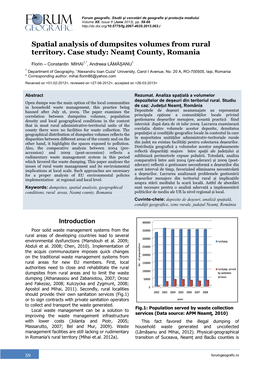 Spatial Analysis of Dumpsites Volumes from Rural Territory. Case Study: Neamţ County, Romania