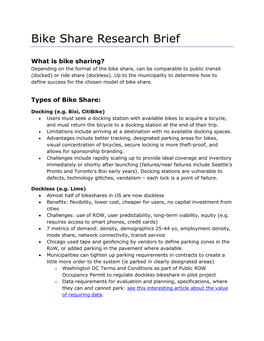 Bike Share Research Brief