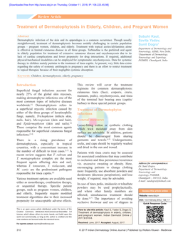 Treatment of Dermatophytosis in Elderly, Children, and Pregnant Women