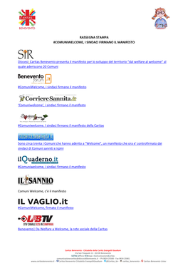 Rassegna Stampa #Comuniwelcome, I Sindaci Firmano Il Manifesto