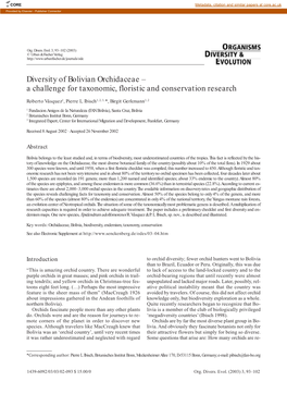 Diversity of Bolivian Orchidaceae – a Challenge for Taxonomic, Floristic and Conservation Research