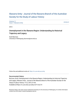 Unemployment in the Illawarra Region: Understanding Its Historical Trajectory and Legacy