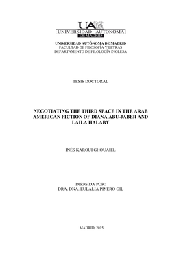 Negotiating the Third Space in the Arab American Fiction of Diana Abu-Jaber and Laila Halaby