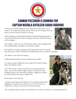 Carman Pozzobon Is Running for Captain Nichola Kathleen Sarah Goddard in 2006, Capt