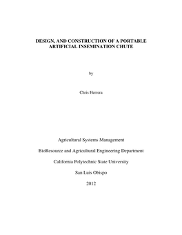 Design, Acnd Construction of a Portable Artificial Insemination Chute