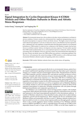 CDK8) Module and Other Mediator Subunits in Biotic and Abiotic Stress Responses