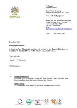 Dear Councillor, Planning Committee a Meeting of The