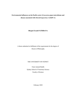 Microbiome and Disease Associated with Ostreid Herpesvirus-1 (Oshv-1)