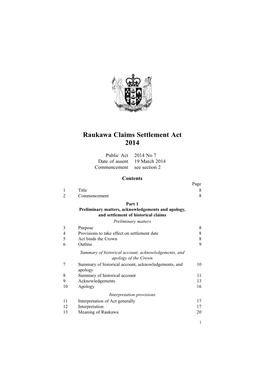 Raukawa Claims Settlement Act 2014