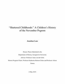 A Children's History of the November Pogrom