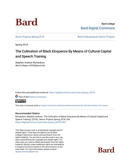 The Cultivation of Black Eloquence by Means of Cultural Capital and Speech Training