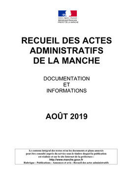 Recueil Des Actes Administratifs De La Manche