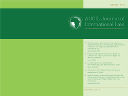 AUCIL Journal of International Law a Journal of the African Union Commission on International Law