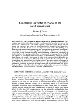 The Effects of the Winter of 1962/63 on the British Marine Fauna