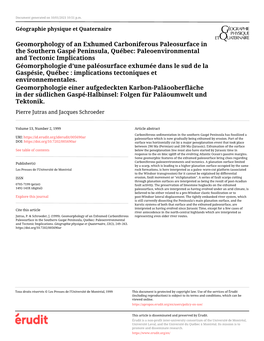 Geomorphology of an Exhumed Carboniferous Paleosurface