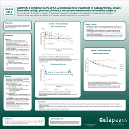 ADAMTS-5 Inhibitor GLPG1972, a Potential New Treatment in Osteoarthritis, Shows OARSI Favorable Safety, Pharmacokinetics and Pharmacodynamics in Healthy Subjects