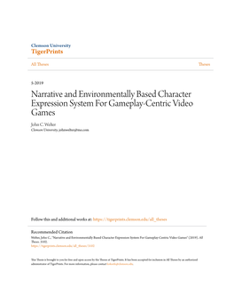 Narrative and Environmentally Based Character Expression System for Gameplay-Centric Video Games John C