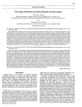 The Ecology of Paleozoic Terrestrial Arthropods: the Fossil Evidence