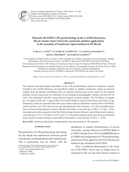 Monazite ID-TIMS U-Pb Geochronology in The