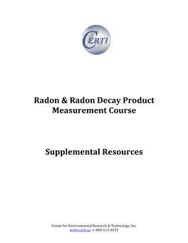 Radon & Radon Decay Product Measurement Course