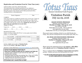 Registration and Permission Form for Totus Tuus (Cont.)
