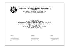 Department of Public Works and Highways Region Vi Aklan District Engineering Office Toting Reyes Street, Kalibo, Aklan