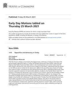 View Early Day Motions PDF File 0.12 MB