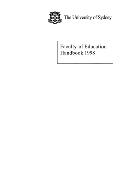 The University of Sydney Faculty of Education Handbook 1998