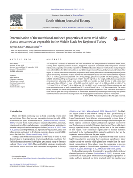 Determination of the Nutritional and Seed Properties of Some Wild Edible Plants Consumed As Vegetable in the Middle Black Sea Region of Turkey