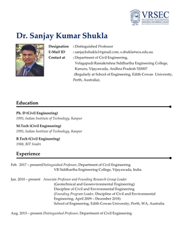 Dr. Sanjay Kumar Shukla