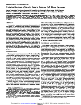 Mutation Spectrum of the P53 Gene in Bone and Soft Tissue Sarcomas1