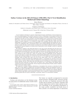 Surface Cyclones in the ERA-40 Dataset (1958–2001). Part I: Novel Identification Method and Global Climatology